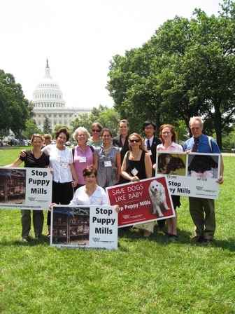 Animal activists gather before their presentation to members of Congress.